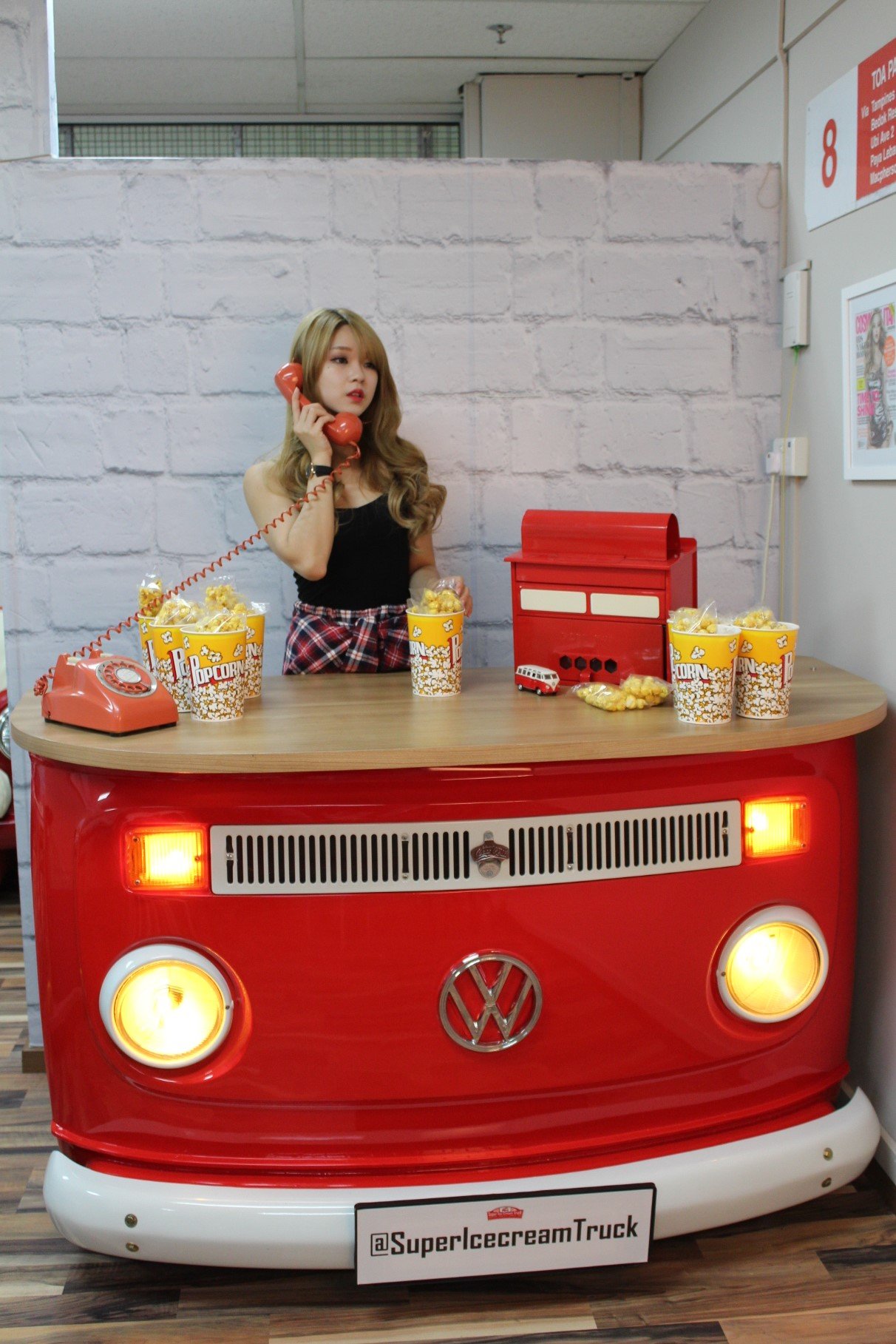 UpCycled Transport VW Van Office Reception Counter Green Furniture